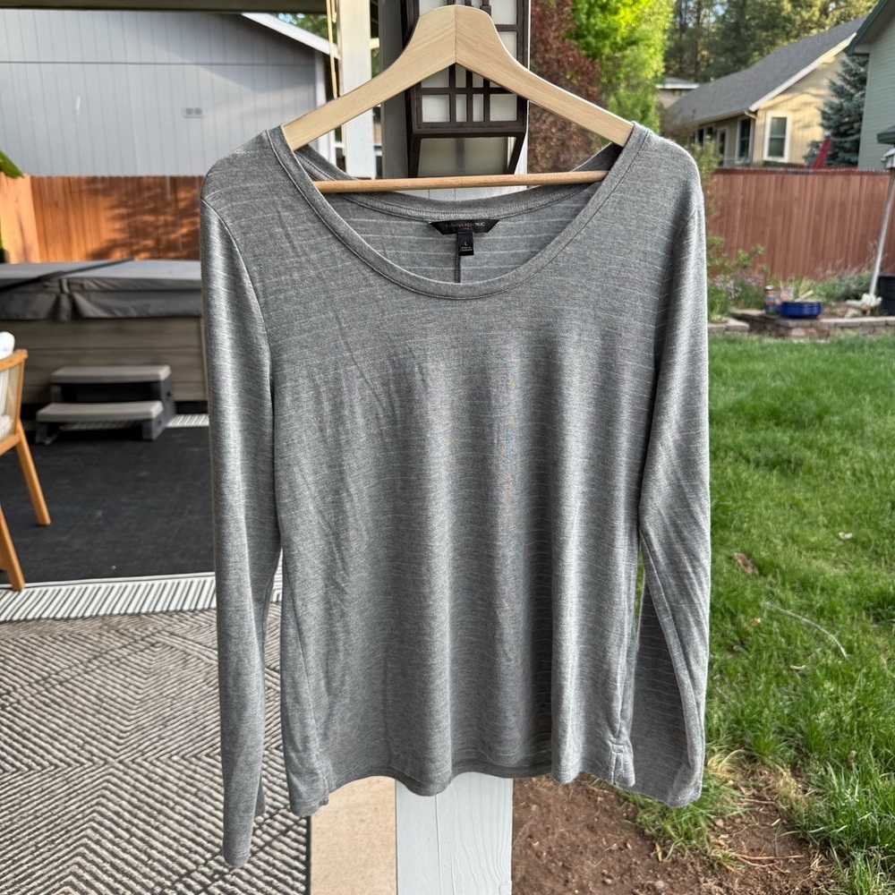 Banana Republic Womens Gray Long Sleeve Scoop Neck Modal‎ Blend Top Large